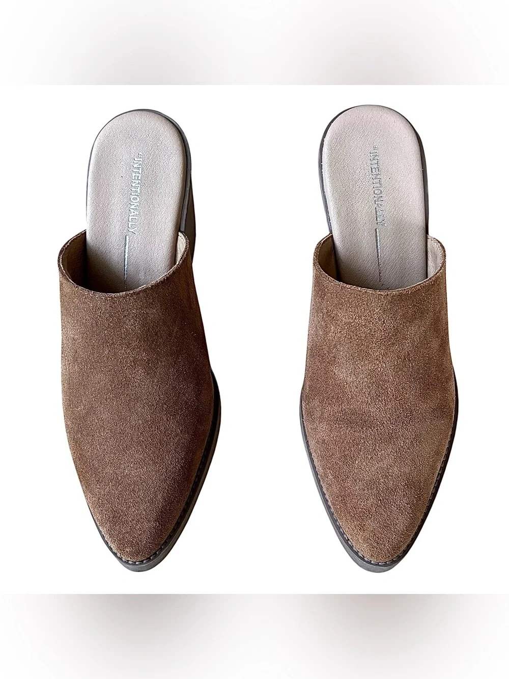INTENTIONALLY BLANK Natural Suede Mules